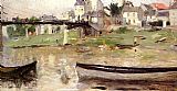 Berthe Morisot - Boats on the Seine painting